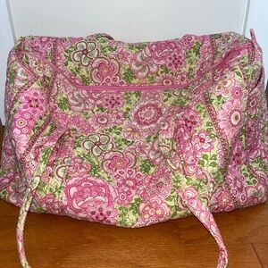 Vera Bradley Pink and Green Quilted Floral Travel Bag